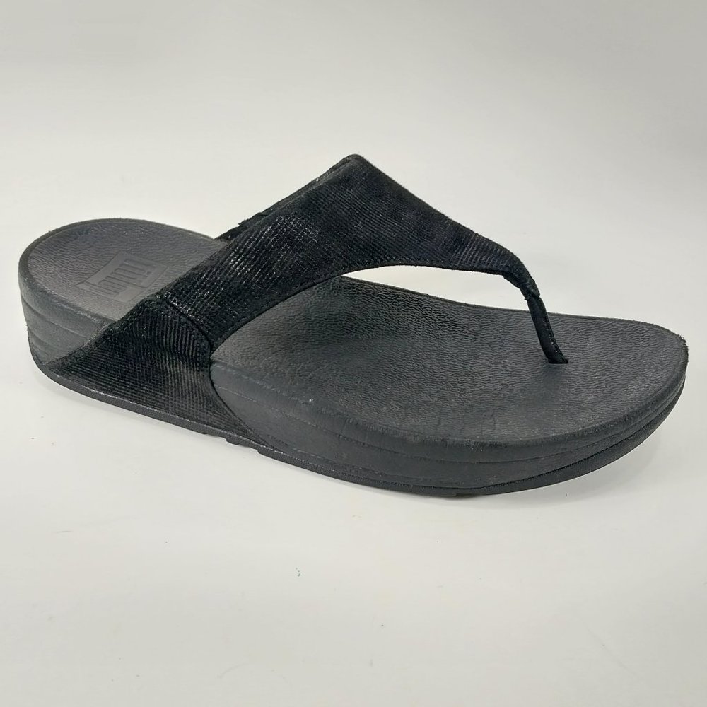 Fitflop Black Sandals Womens 8 Electra Thong Flip Flop Slip On Suede Casual.